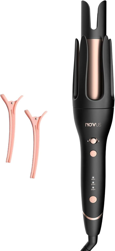 NOVUS Automatischer Lockenstab, rotierender Anti-Verbrühungs-Keramik-Lockenstab mit einstellbarer Le