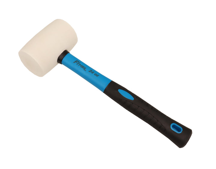 Weisser Vollgummihammer, Fiberglas-Griff mit weichem Gummigriff, Gesamtgewicht 1 kg, nicht abfärbend