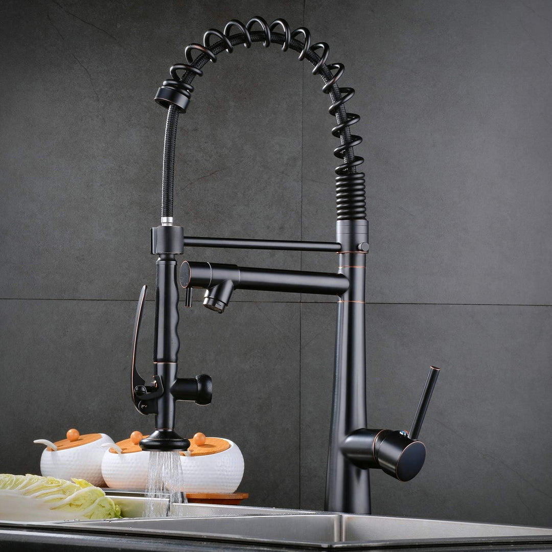 Küchenarmatur mit Herausziehbarer Dual-Spülbrause, 2 Wege Wasserhahn küche Spiralfederhahn 360°drehb