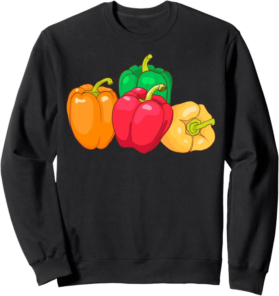 Bunte Paprika Gelb Rot Grün Orange Gemüse Veganer Sweatshirt