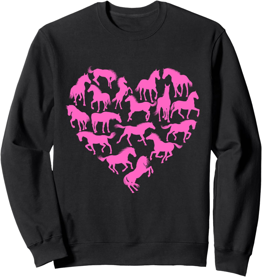 Pferdemotive mit Herz, Mädchen reiten Pferde Reiter Sweatshirt