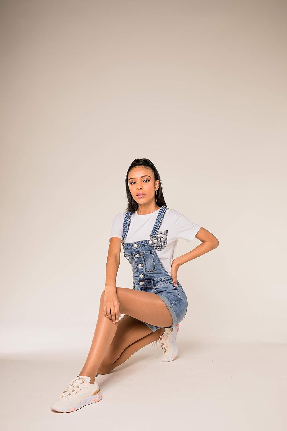 Crazy Age Damen Kurze und Lange Jeanslatzhose Denim Overall Jumpsuit Playsuit Jeans Hosenanzug Träge