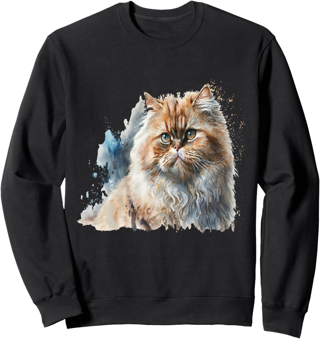 Schönes Aquarell-Persien-Katzen-Portrait Sweatshirt