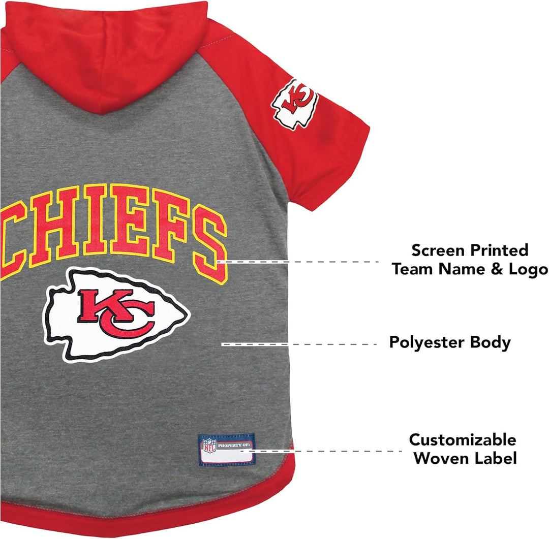Pets First KCC-4044-XS NFL Kansas City Chiefs Hoodie für Hunde & Katzen | NFL Football Licensed Dog