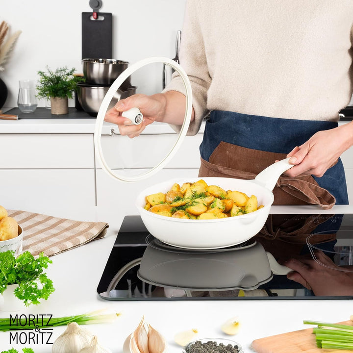 Moritz & Moritz Keramik Pfanne mit Deckel 26cm - frei von PFAS, PFOA & PTFE - Antihaft Bratpfanne 26