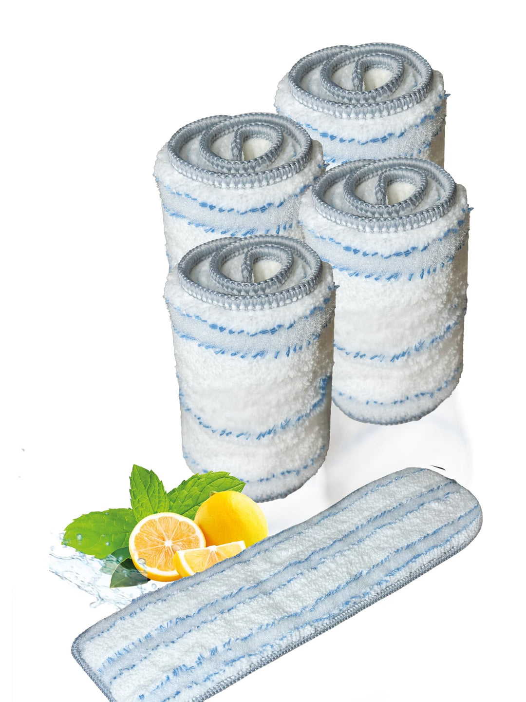 SuperStrong Ersatzpad 4er Pack für Wonderhome Mop mit Reinigungseimer - 2 seitige Laschen - geeignet