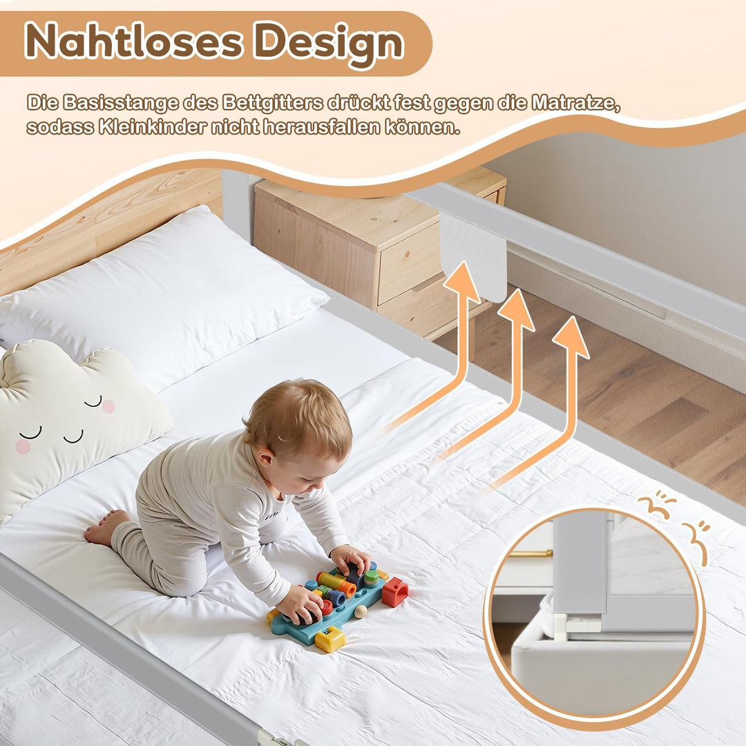 Ansobea 150cm Rausfallschutz Bett Rausfallschutz Kinderbett｜Bettschutzgitter für Kinder｜Bettschutzgi