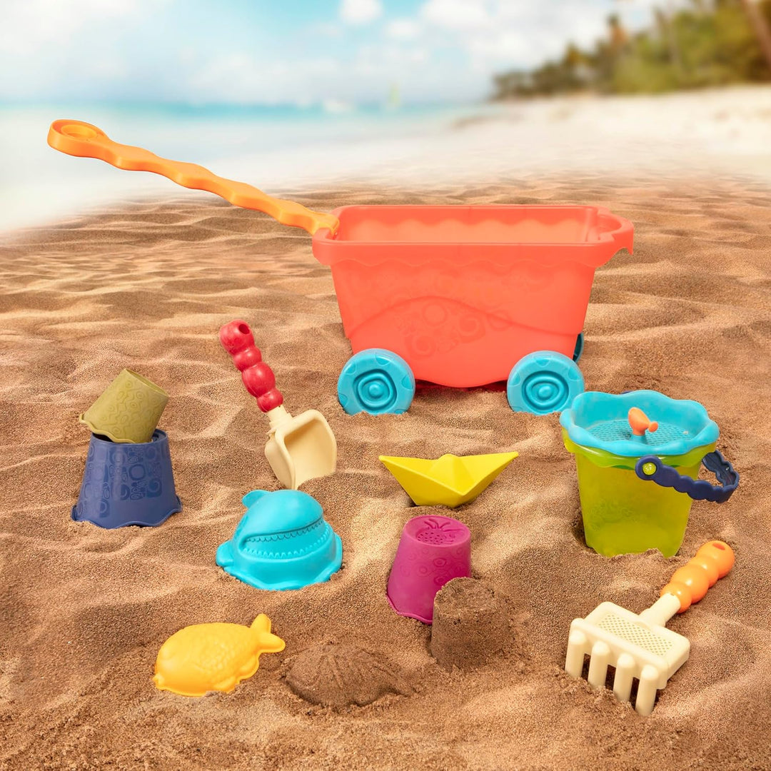 B. toys - Wavy-Wagon - Rot - Bollerwagen & Strandspielzeug - 10 Sandspielzeug - Strand Spielset - So