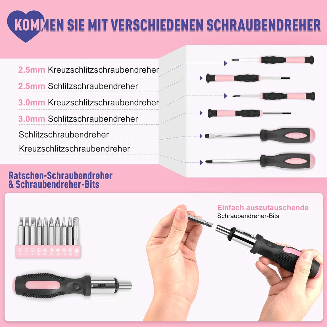 ‎Sundpey Werkzeugkoffer Gefüllt Profi 148tlg - Haushalts-Werkzeugkoffer Werkzeugkasten Werkzeug-set