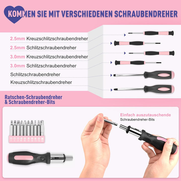 ‎Sundpey Werkzeugkoffer Gefüllt Profi 148tlg - Haushalts-Werkzeugkoffer Werkzeugkasten Werkzeug-set