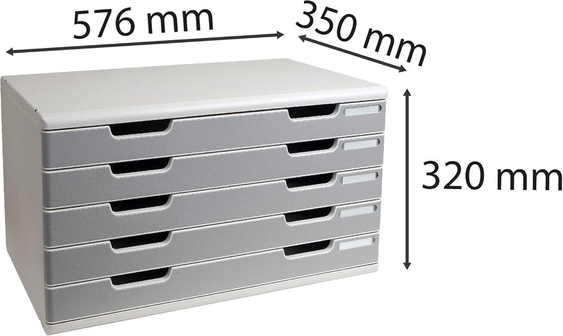 Exacompta 322041D Ablagesystem Modulo A3, 5 laden Classic, lichtgrau/steingrau, 350 x 576 x 320 mm 5