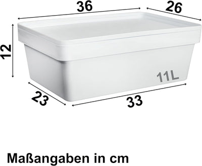 3x Ordnungsbox mit Deckel - stapelbar - weiss - DINA4-Format - 12 cm hoch | 36,5x26x12 cm - 11 Liter