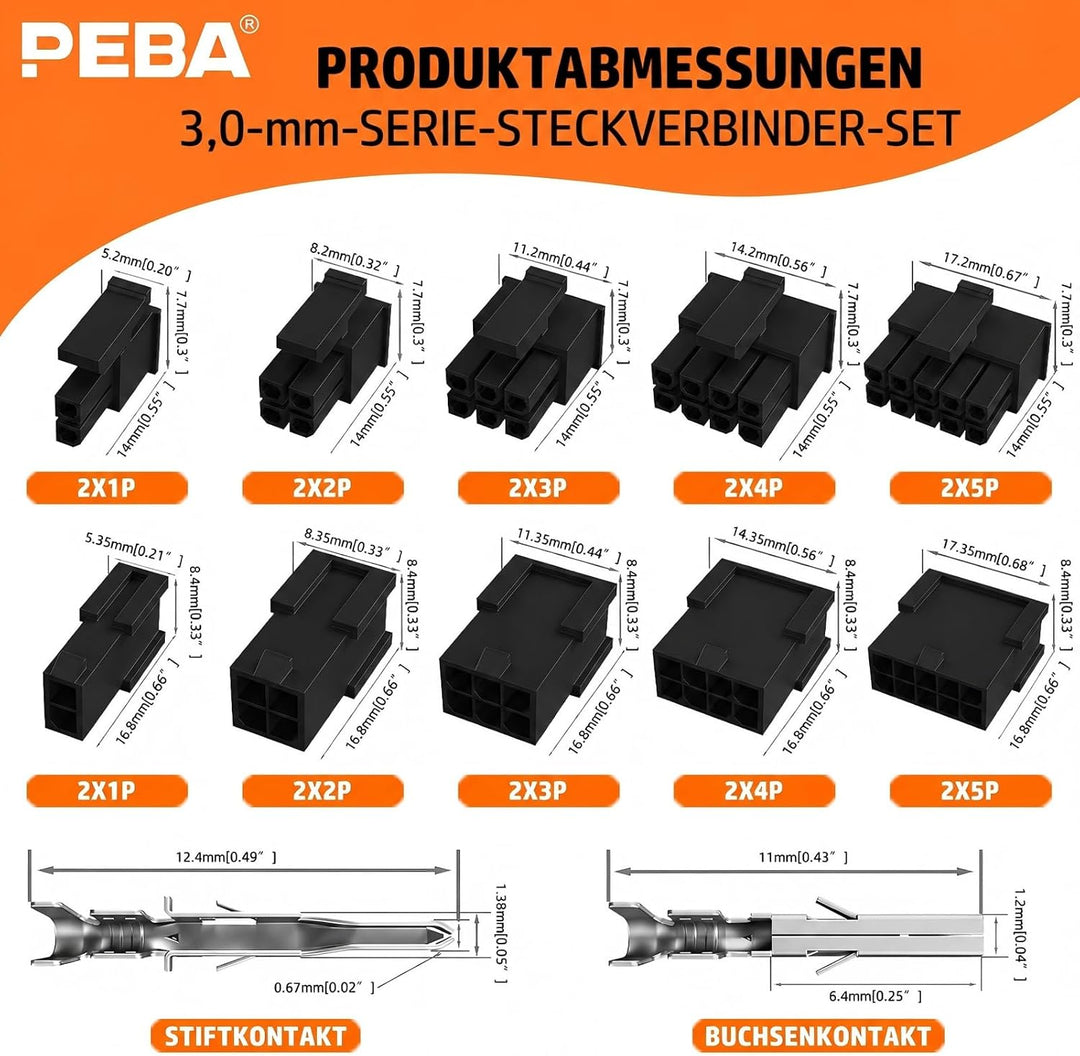 PEBA Micro-Fit 3.0 Crimpzangen Set für 2-10 Pin Kontakte | Präzisionszange für 2-reihige Micro-Fit 3