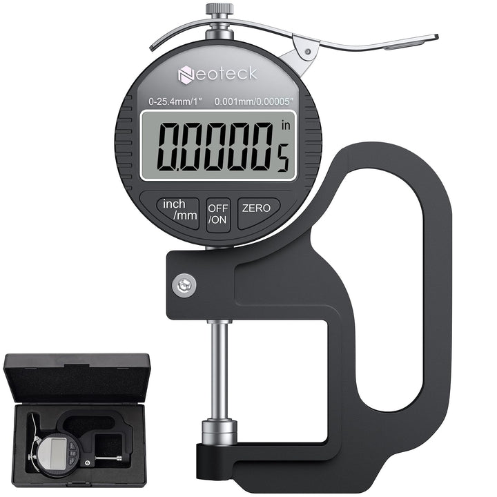 Neoteck Tragbares Digitales Dickenmessgerät 0-25,4 mm Messbereich 0,001/0,00005 '' elektronischer Mi