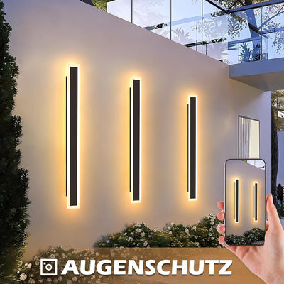 ZMH LED Wandleuchte Aussen Wandlampe: 100cm Schwarz Aussenwandleuchte Lang Villa Aussenlampe IP65 Wa