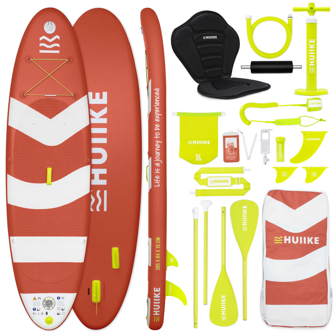 HUIIKE Stand Up Paddling Board mit Zubehör, Paddel, Finnen, Pumpe. Paddle Sup Board Aufblasbar Hohe