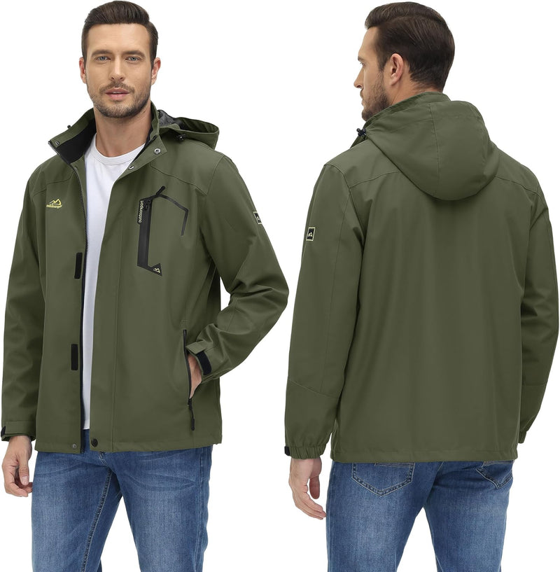 TACVASEN Herren Outdoorjacke Leicht Wasserabweisend Wanderjacke Übergangsjacke Funktionsjacke mit Ab