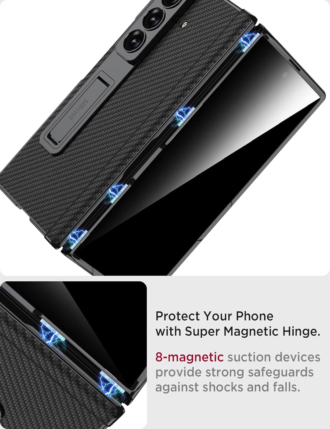 Miimall Privacy Case Kompatibel mit Samsung Galaxy Z Fold 7 Hülle Anti-SPY Displayschutz+Scharniersc