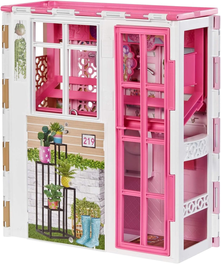 Barbie-Haus mit 4 Spielbereichen, Küche, Bad, Schlafzimmer, Esszimmer, komplett eingerichtet mit Bar