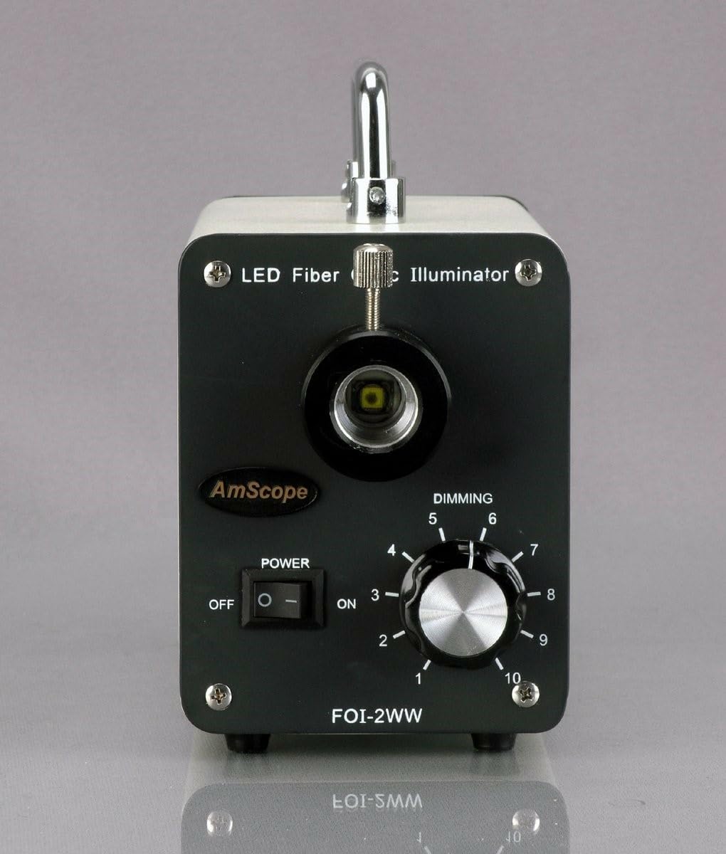 AmScope LED-50WY 50W LED Fiber Optic Dual Schwanenhalsleuchten Mikroskop Illuminator