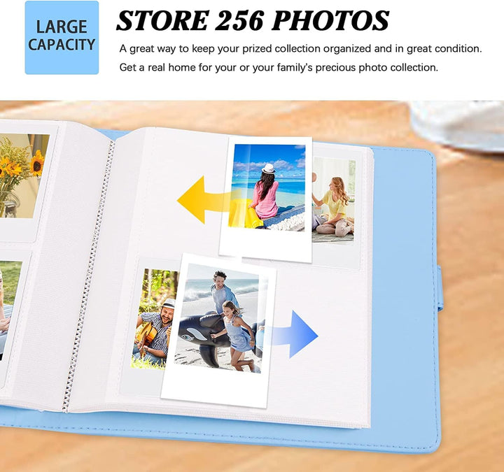 Crefotu Tasche Hülle mit 256 Taschen Fotoalbum für für Fujifilm Instax Mini 12 Sofortbildkamera (Bla