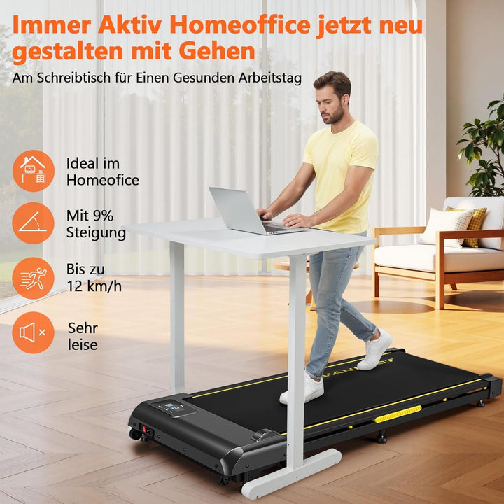 Walking Pad, 4 in 1 Laufband für Zuhause mit 9% Steigung, 1-10 km/h Walking Machine mit LED-Anzeige,