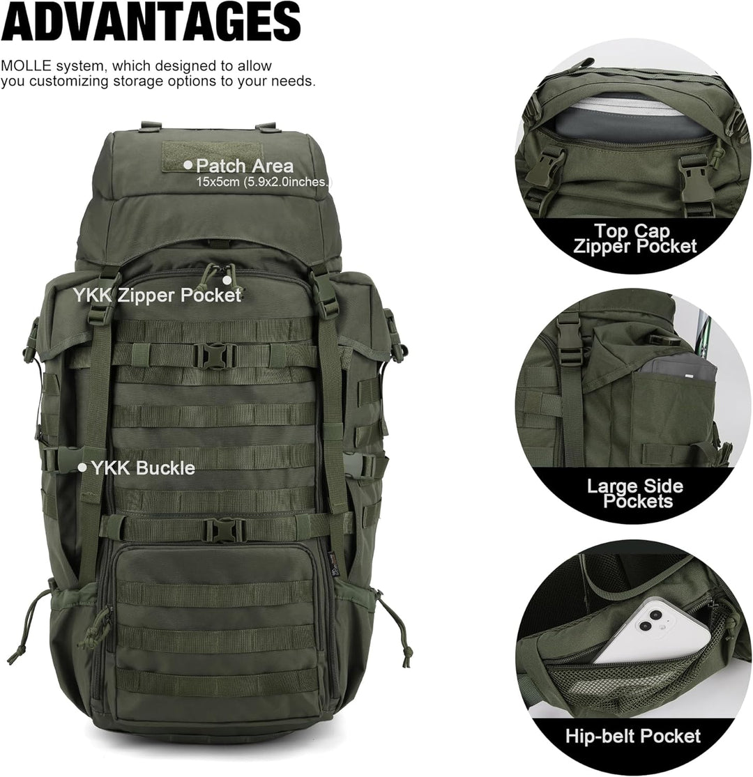 Mardingtop 70L Rucksack Wanderrucksack Trekkingrucksack Grosser Taktischer Rucksack Herren mit Regen