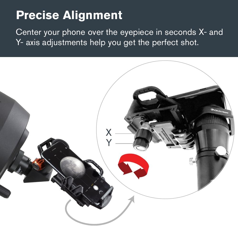 Celestron 81038 NexGo DX Universelles Smartphone Adapter-Set für Digiscoping und Astroimaging mit Bl