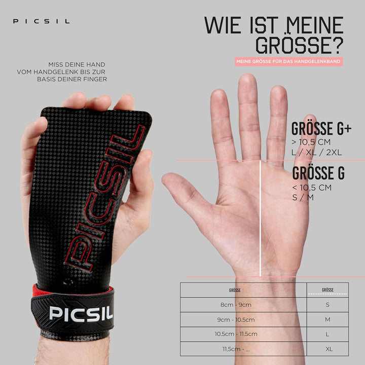 PICSIL RX Hand Grips – Profi‑Griffpolster aus Carbonfaser in Profi‑Qualität, Chalk‑kompatibel & Hand
