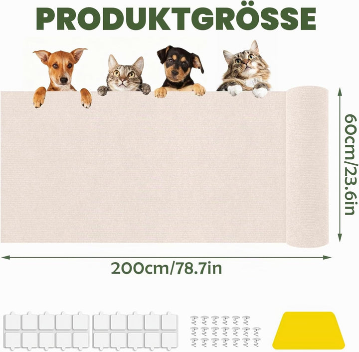 Kratzmatte Katze 60x200 cm Selbstklebende Katzenkratzmatte Kratzschutz DIY Kratzbrett Kratzteppich M