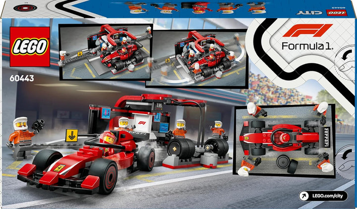 LEGO City F1 Boxenstopp mit Boxencrew und Ferrari Flitzer - Formel 1 Set mit 1 Rennfahrer und 4 Mech