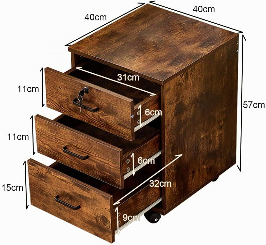 ZBAOLTO Rollcontainer Abschliessbar，Rollcontainer mit Schubladen，Aktenschrank, Büro-Aktenschränke mi
