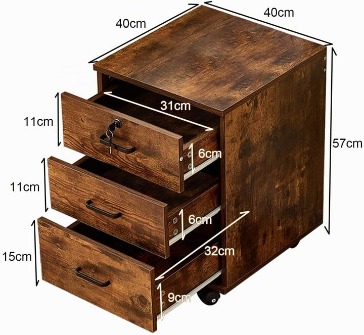 ZBAOLTO Rollcontainer Abschliessbar，Rollcontainer mit Schubladen，Aktenschrank, Büro-Aktenschränke mi