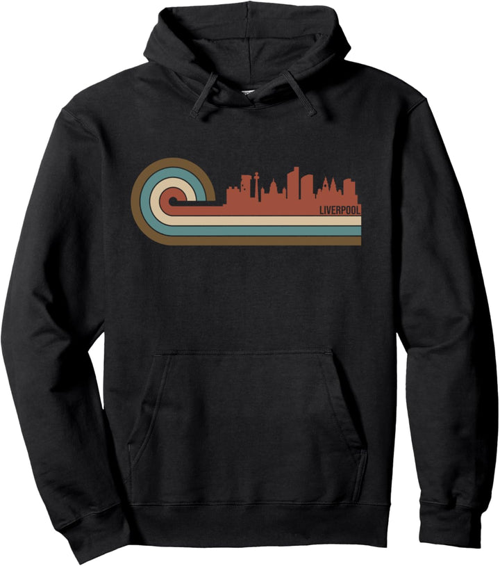Vintage Liverpool Sonnenuntergang Stadtbild Retro Skyline Pullover Hoodie