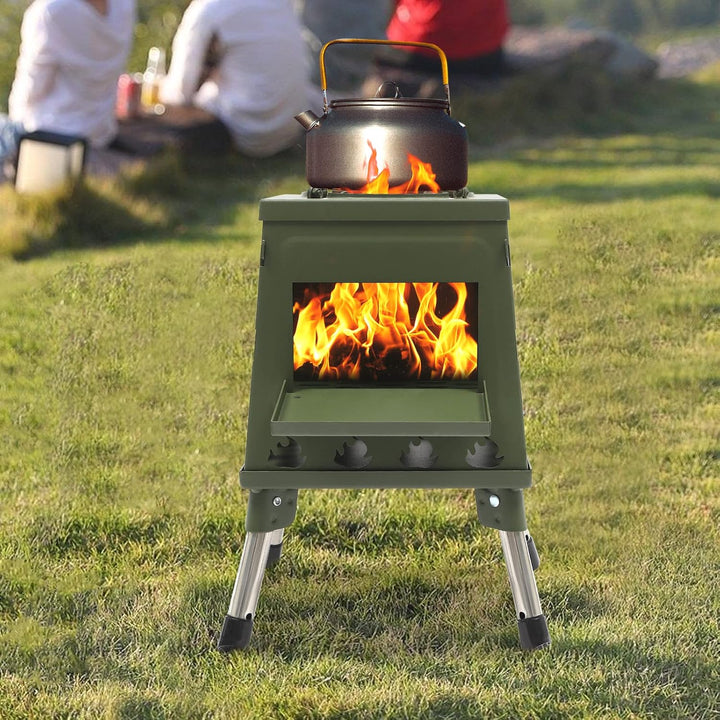 Zeltkocher,Raketenofen Outdoor Klappriger Campingkocher mit 16 BelüFtungslöChern für Holz Holzkohle