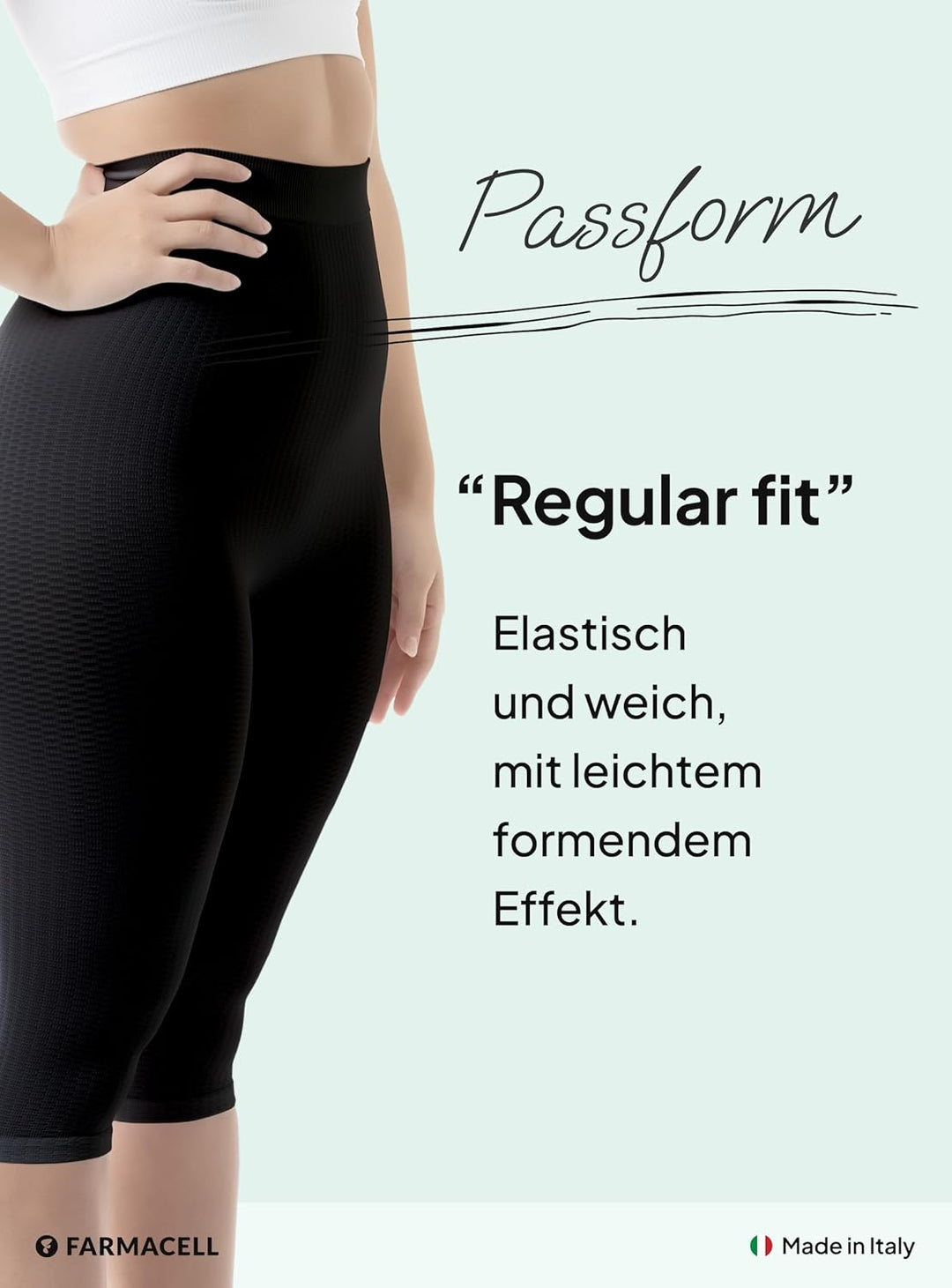 FarmaCell 123 Massierende reduzierende Miederhose Hohe Taille unter dem Knie 4XL-5XL Schwarz, 4XL-5X