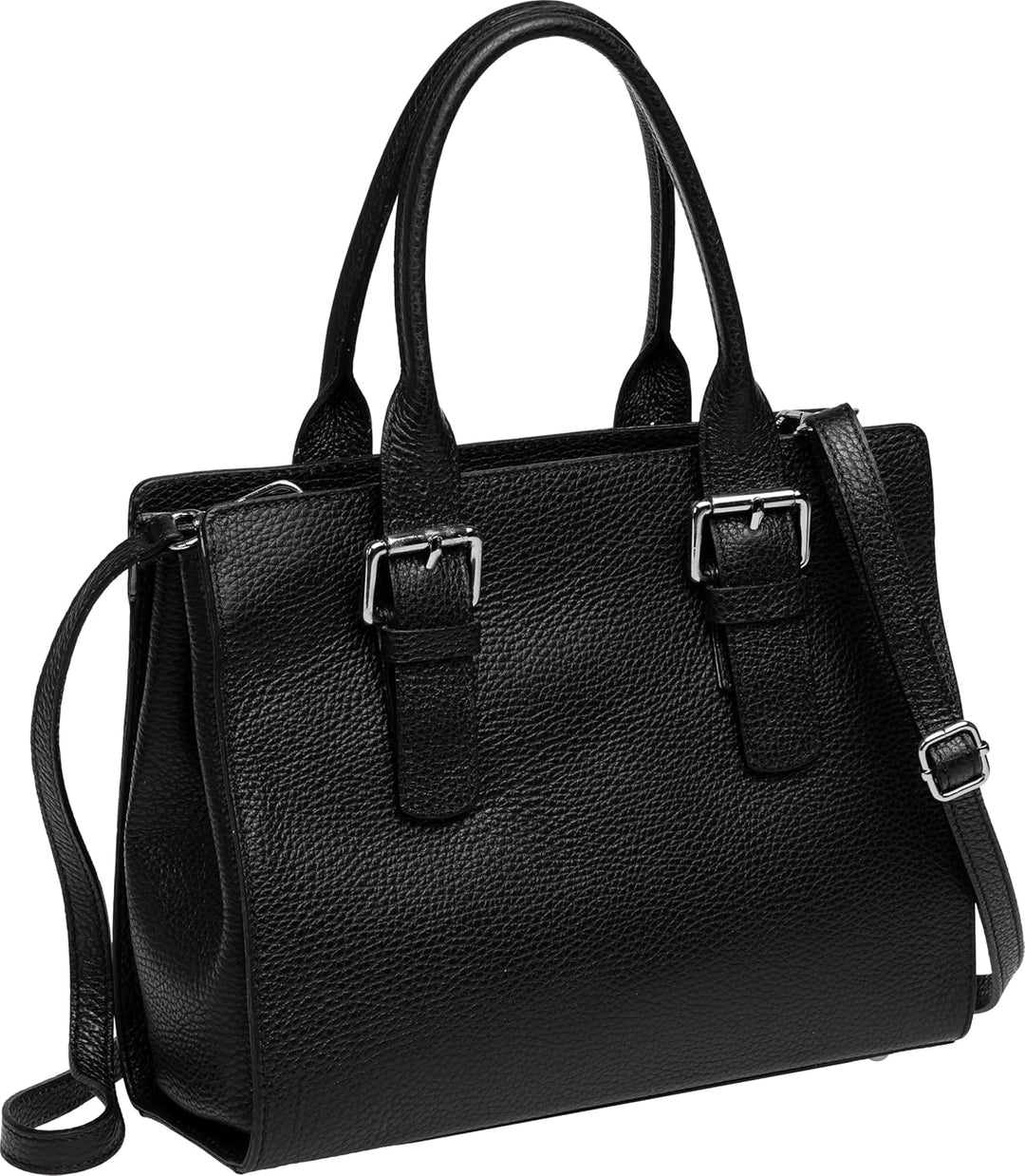 Caspar TL807 klassisch elegante Damen Leder Handtasche Einheitsgrösse Schwarz, Einheitsgrösse Schwar