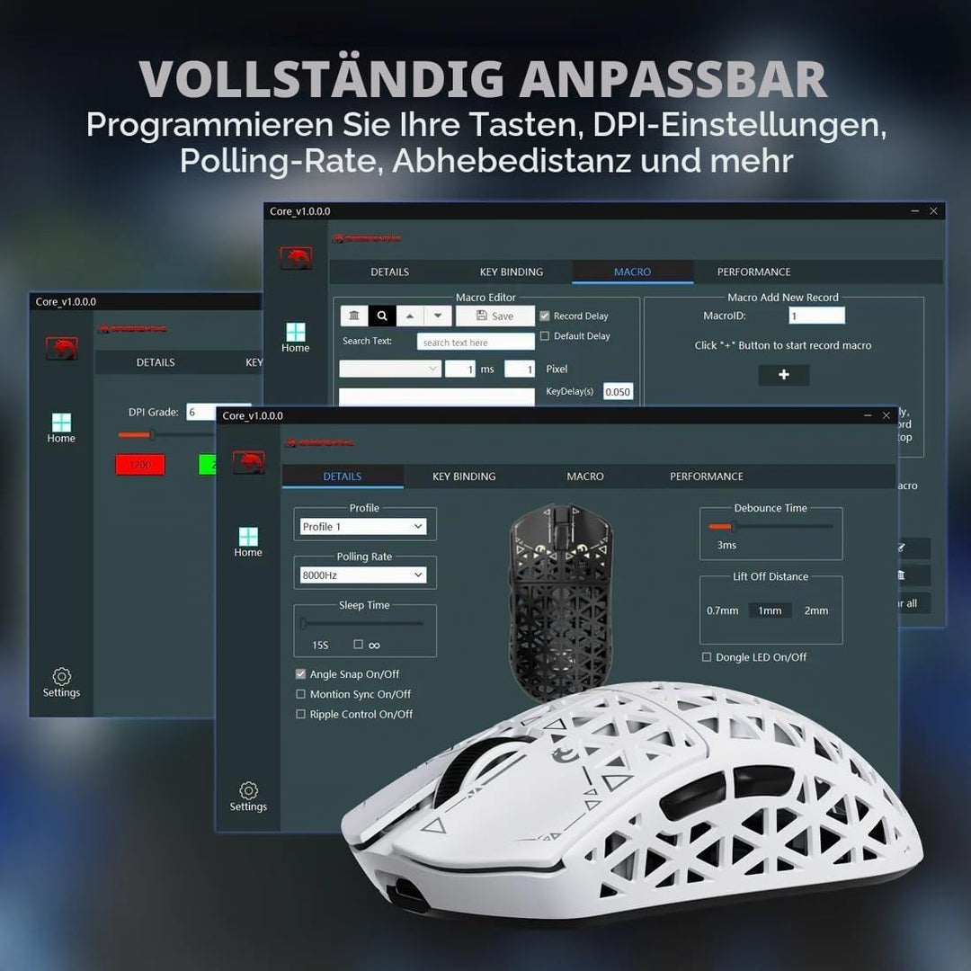 MAMBASNAKE M5 Ultra Carbon Fiber 8000Hz Wireless Gaming Mouse, 39g Superlight, 42000DPI, PAW3950MAX