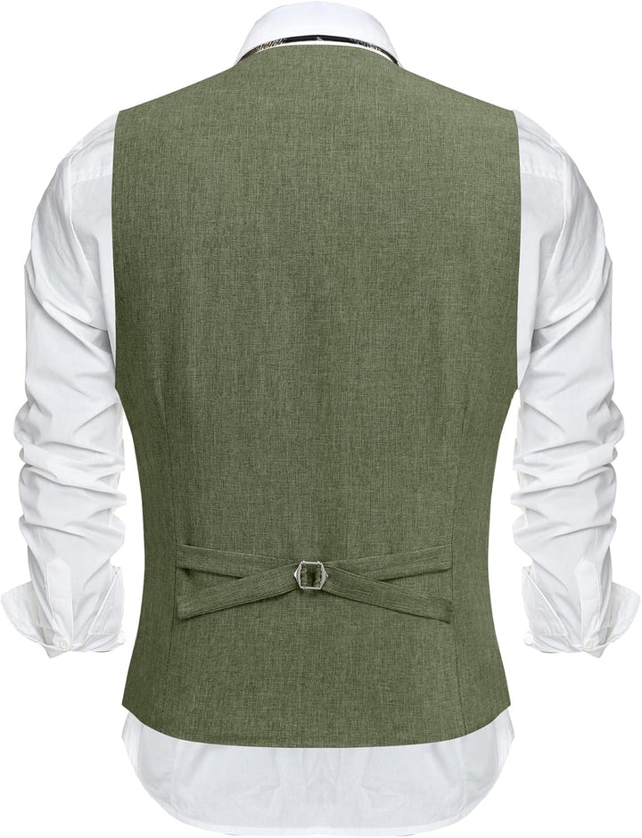 COOFANDY Weste Herren Anzug mit Taschen Anzugweste Gilet Casual Hochzeitsweste V-Ausschnitt Business