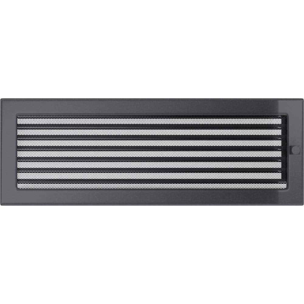 KRATKI Lüftungsgitter Kamingitter 17cm x 49cm graphit mit Jalousien 17 x 49 cm Graphit, 17 x 49 cm G