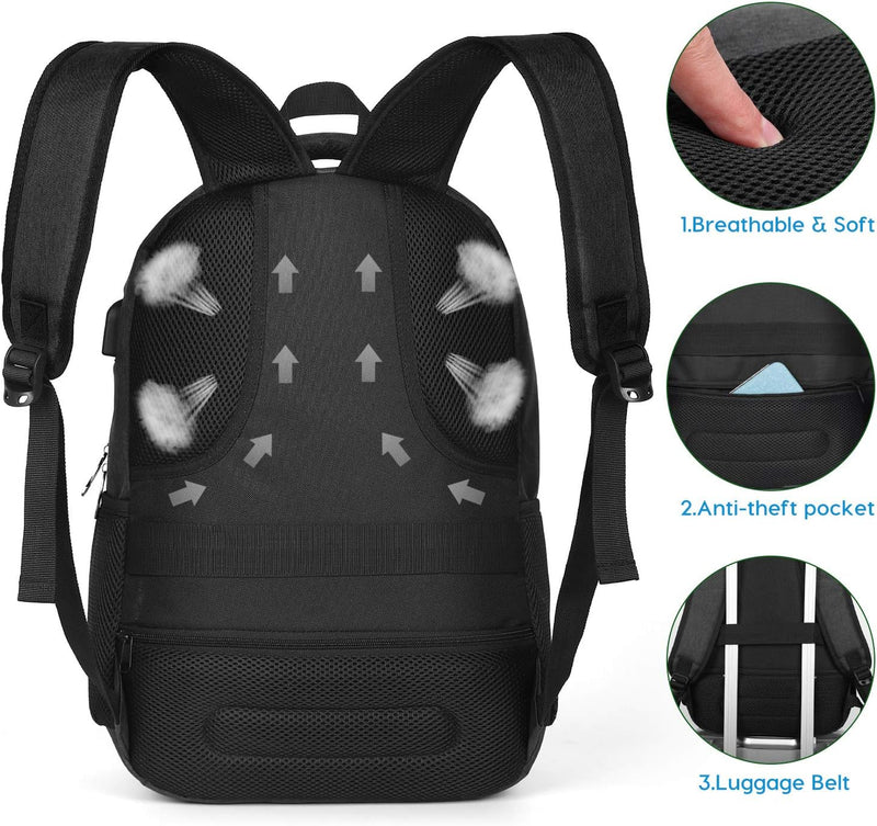 YAMITON Premium Rucksack mit Laptopfach und USB Ladeanschluss - Business Herren Rucksack für Laptop