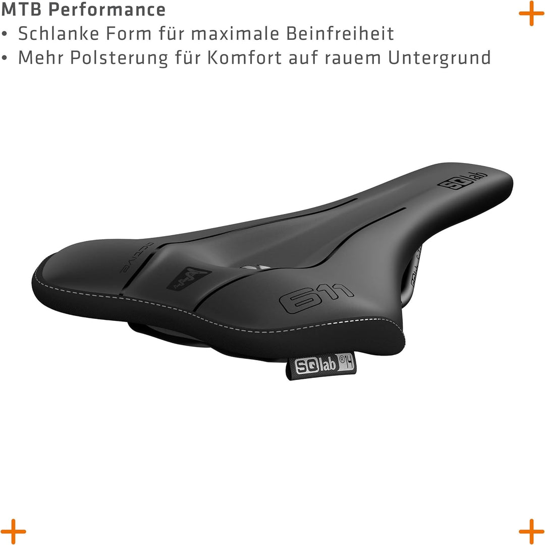 SQlab Unisex – Erwachsene 611 Ergowave Active 2.1 MTB Tech & Trail Fahrradsattel 13 cm Single, 13 cm