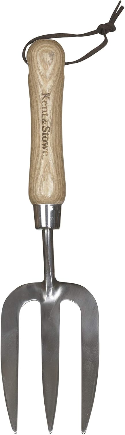 Kent & Stowe Handgabel – Blumengabel aus Edelstahl für die Gartenpflege, Gartengabel mit kurzem Stie