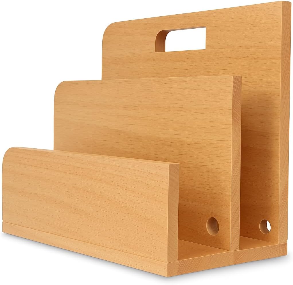 Natuhr Zeitungsständer Tidy Holz Zeitungshalter Ladestation für Handys, Tablets & Smartphone (Eiche