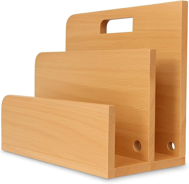 Natuhr Zeitungsständer Tidy Holz Zeitungshalter Ladestation für Handys, Tablets & Smartphone (Eiche
