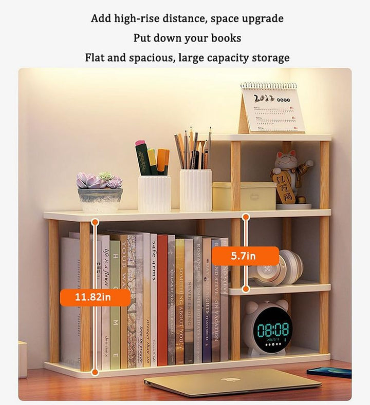 Desktop-mehrschichtiges Bücherregal-Speicherregal, grosse Kapazität Massivholz-Speicherwand auf dem