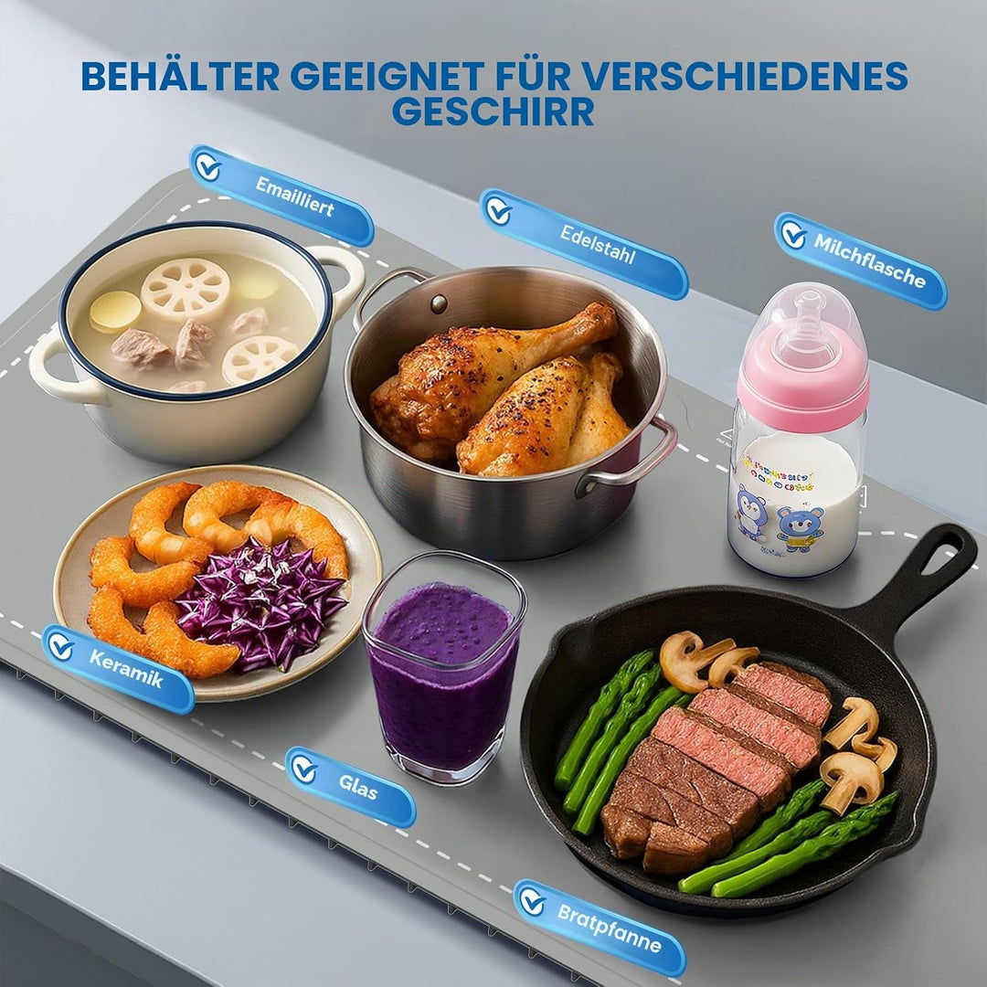 Elektrischer Speisenwärmer, tragbar, faltbar, aus Silikon, 40-100 °C, leicht zu reinigen, mit Nano-M