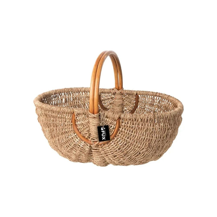 Henkelkorb gross oval Seegras natur geflochten Rattan Griff 50x34cm