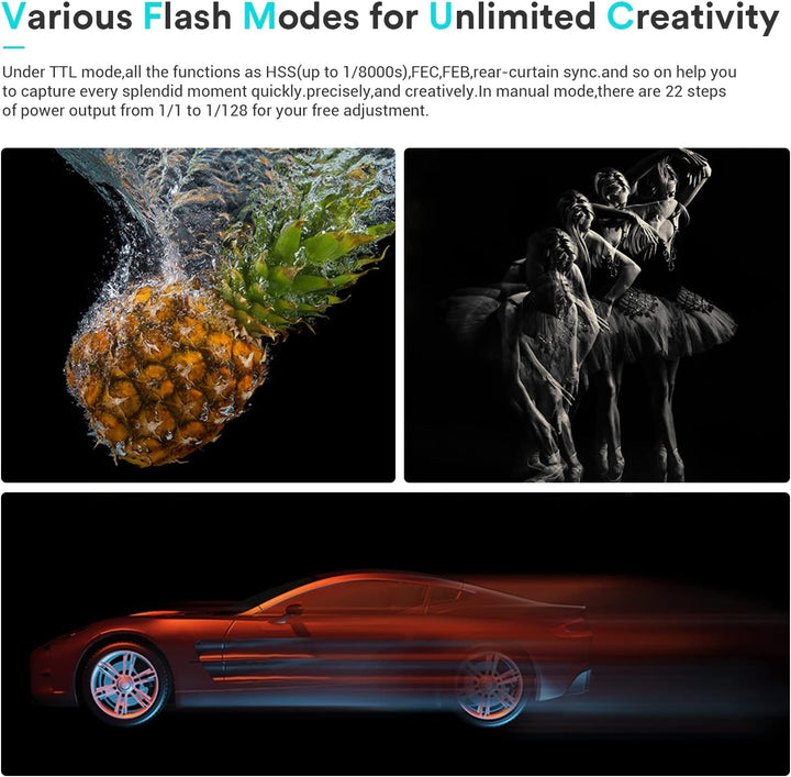 Godox TT685II-S TT685II Flash for Sony Blitzgerät, 1/8000s HSS GN60 2.4G Wireless X System, TCM Inst