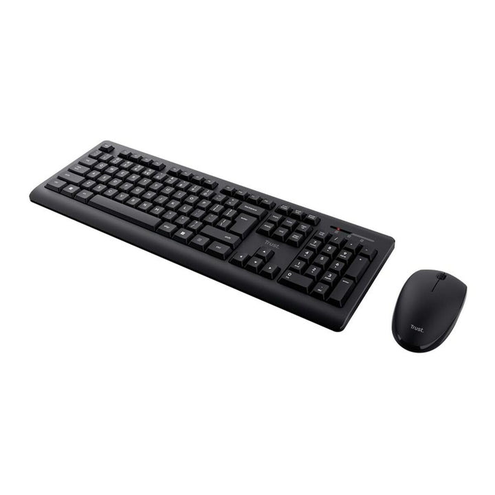 Trust Primo Kabellose Tastatur und Maus, Schwarz, Monochrom, Englisch, US, QWERTY US